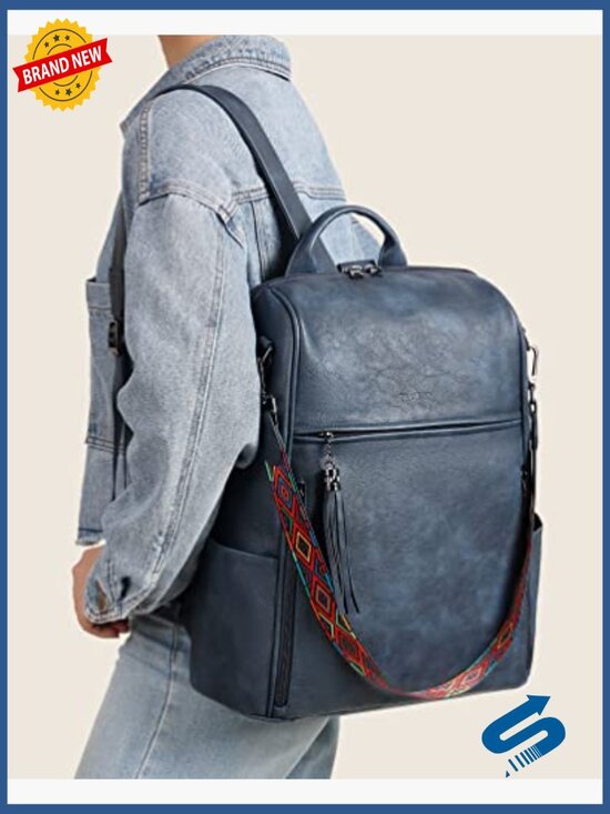 15.6 Inch PU Leather Laptop Backpack for Travel and Work main image 5